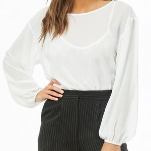 Forever 21 Long-Sleeve Chiffon Bodysuit